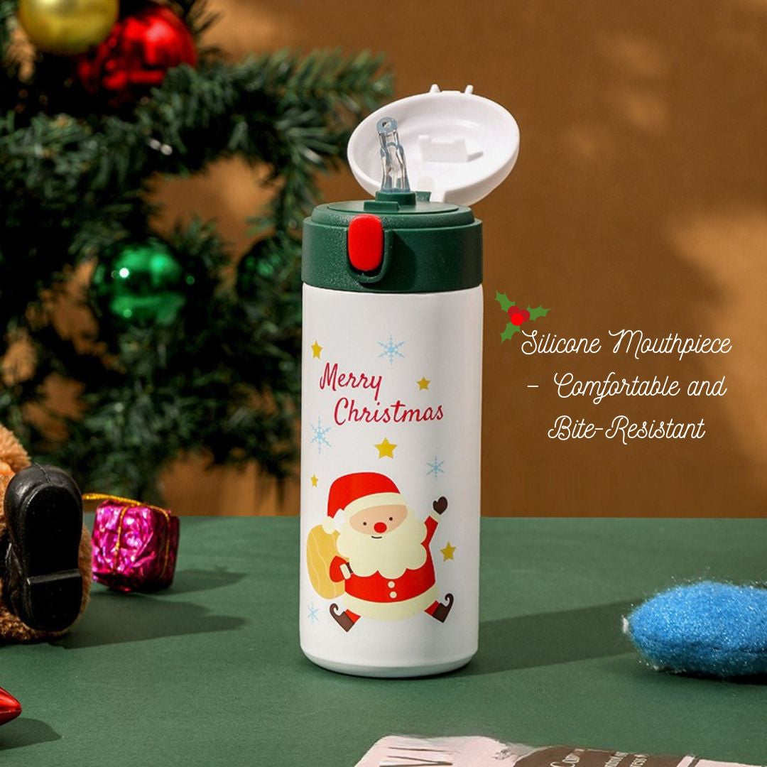 Christmas-themed Insulated Tumbler with Straw