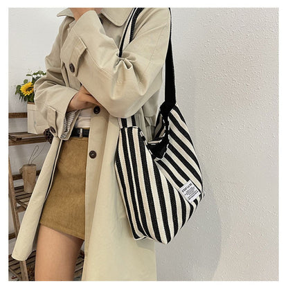 Large Capacity Striped Reversible Canvas Bag