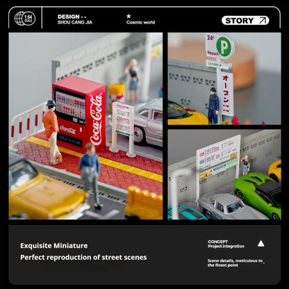 1:64日本の地上駐車場の照明シーン