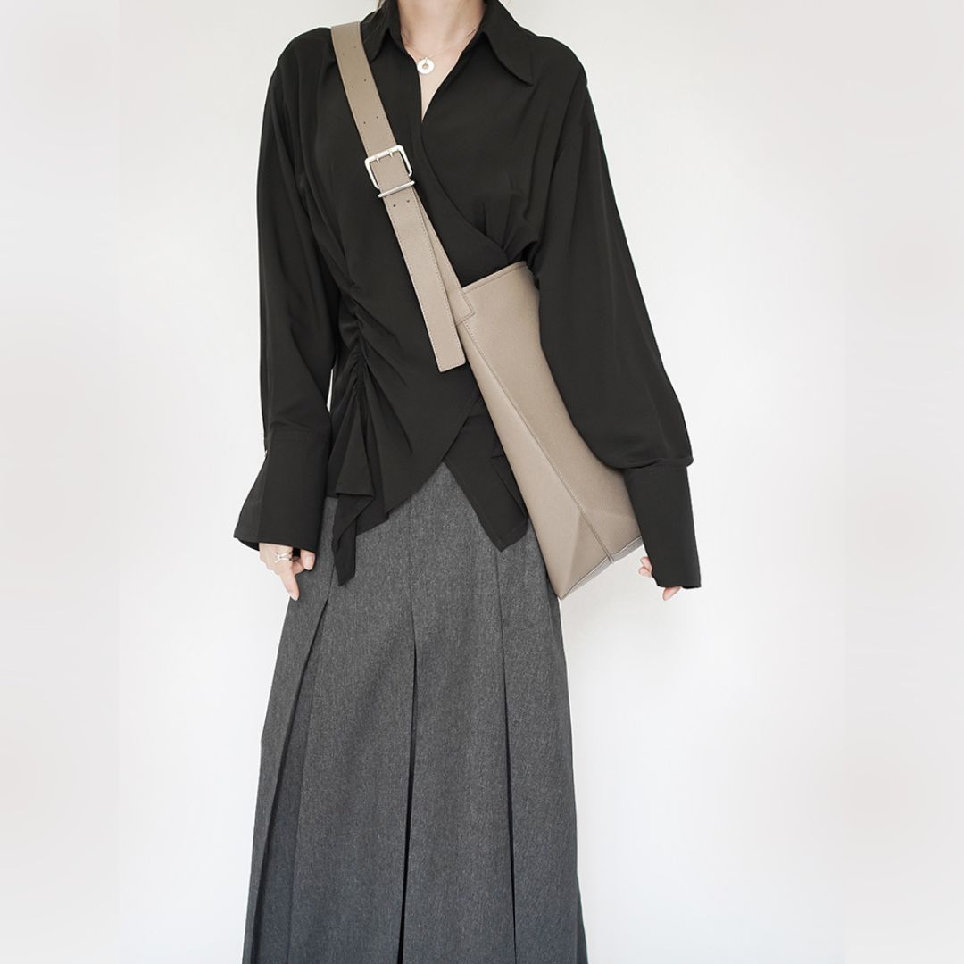 Solid Color Minimalist Large-Capacity Bucket Bag