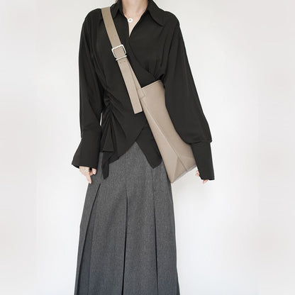 Solid Color Minimalist Large-Capacity Bucket Bag