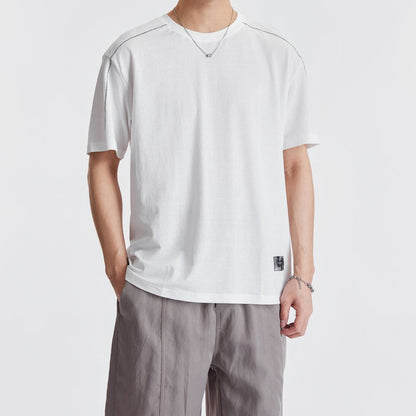 Simple Contrast Stitch Short Sleeve T Shirt