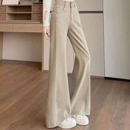 Milk Tea Color High Waist Stretch Flare Pants