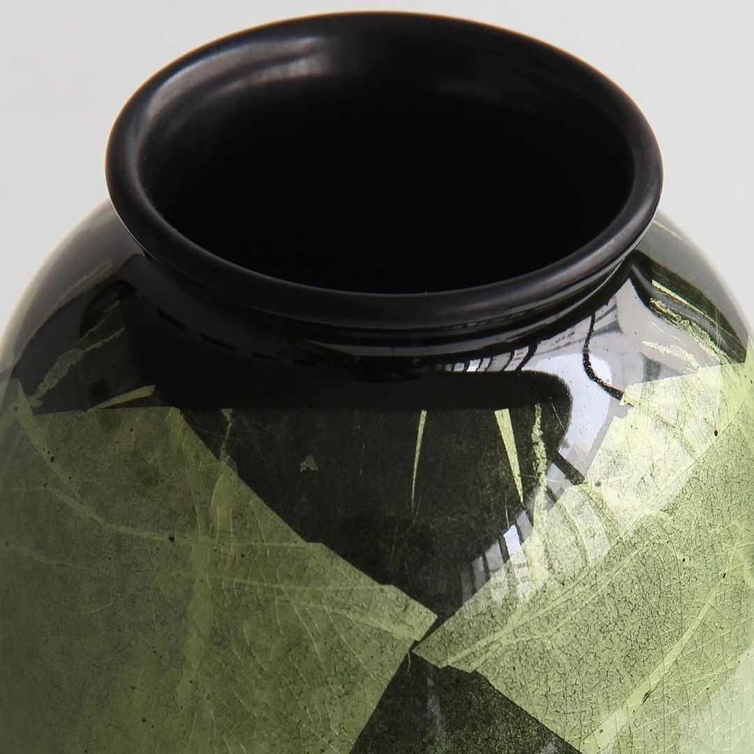 Kutani Hand Painted Yellow Blue Vase