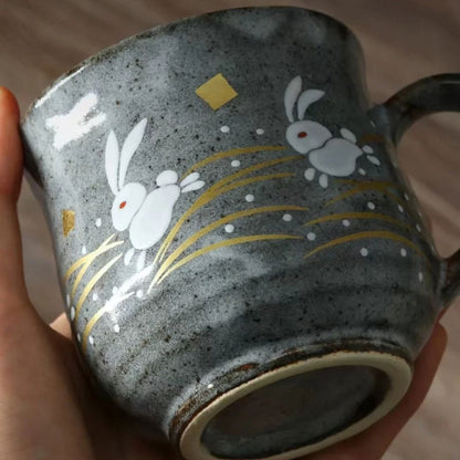 九谷燒陶瓷兔子茶杯