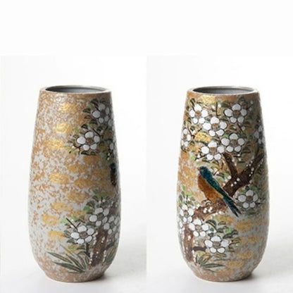 Kutani Hand Painted Floral and Bird Vase