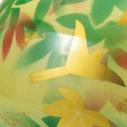 Japanese Bamboo Leaf & Bird Ceramic Vase