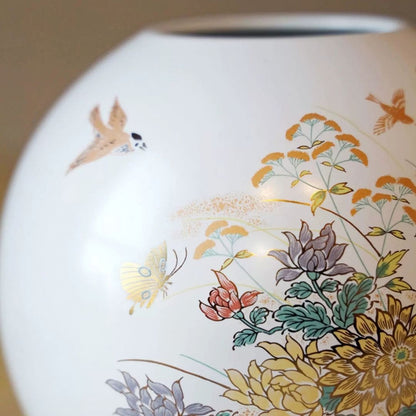 Kutani Retro Bird Auspicious Large Flower Vase
