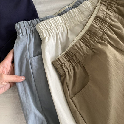 Japanese-Style Vintage Straight-Leg Wide-Cut Cropped Pants