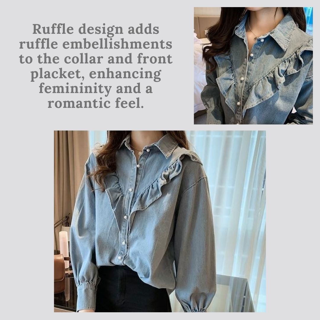 Ruffle Denim Shirt