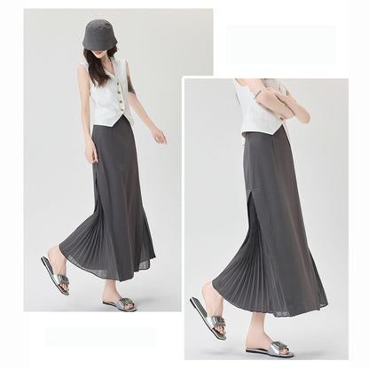 Chiffon Panel Blazer Skirt