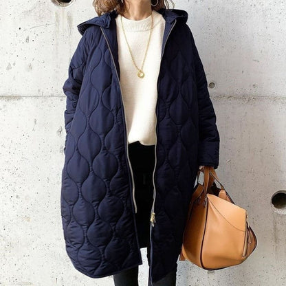Diamond-Pattern Hooded Cotton Jacket