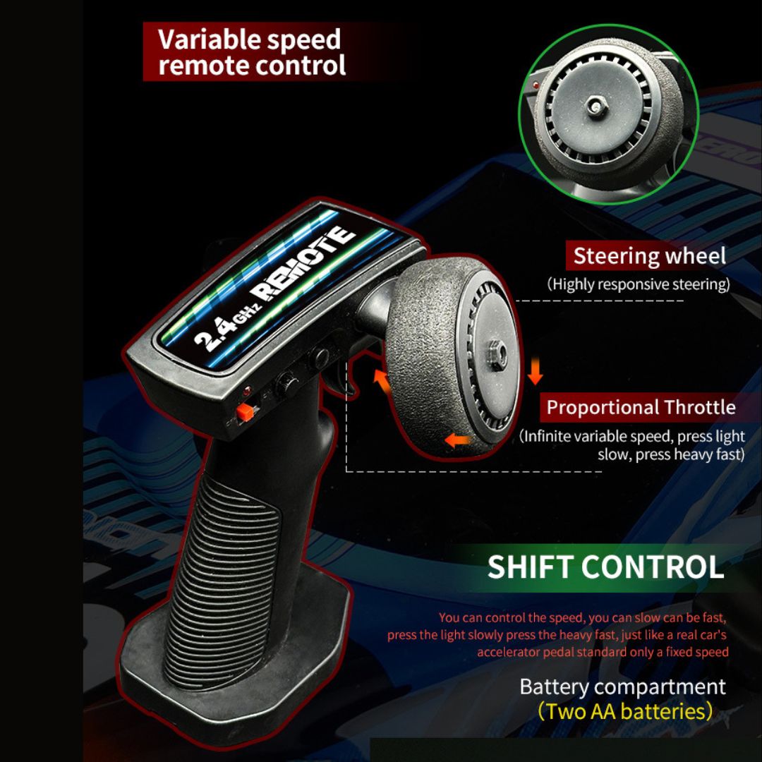 1:18 Scale 4WD High-Speed RC Drift Car with LED Lights