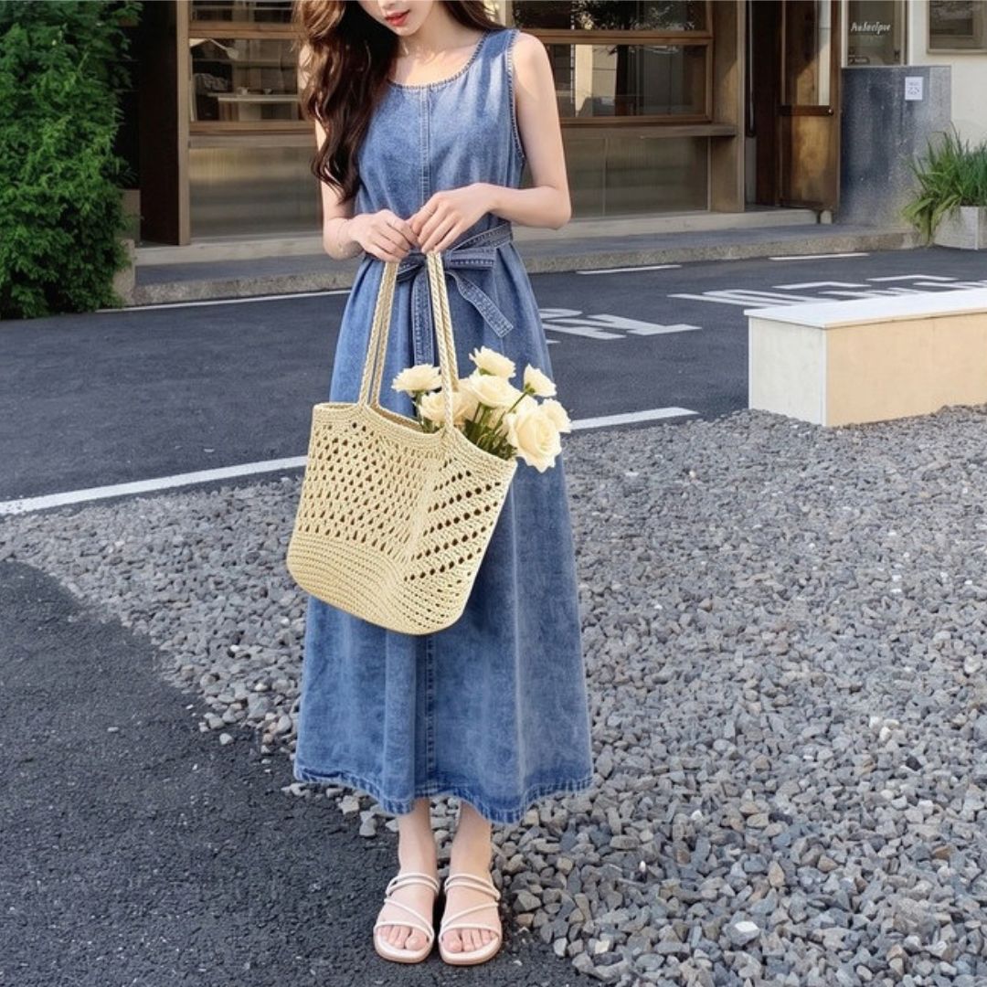 中古牛仔無袖背心連身裙