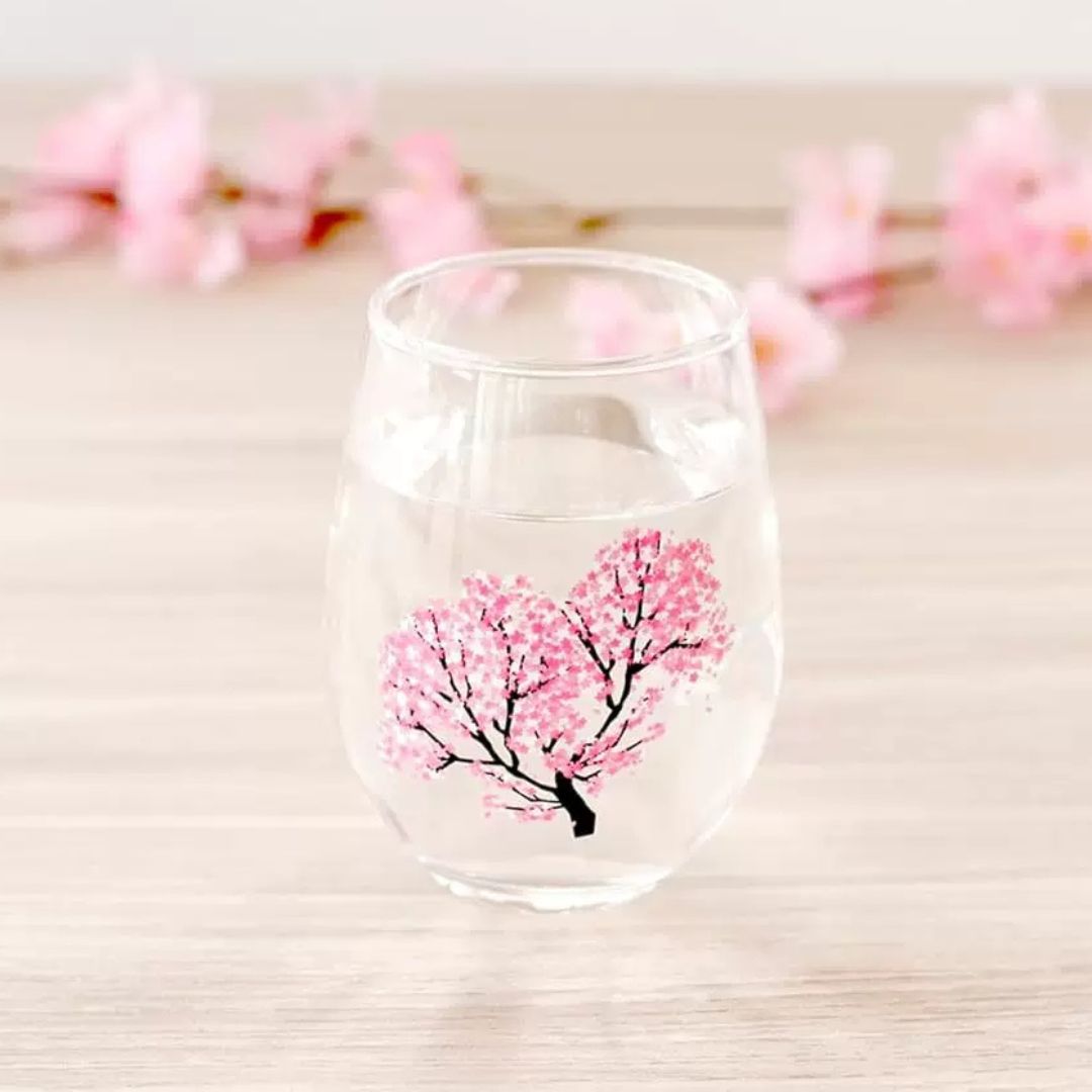 日本冷感櫻花水晶玻璃杯(一對)