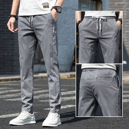 Silky Straight-Leg Faux Denim Trousers