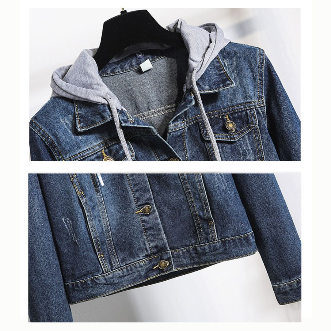 Slim Fit Hooded Denim Jacket