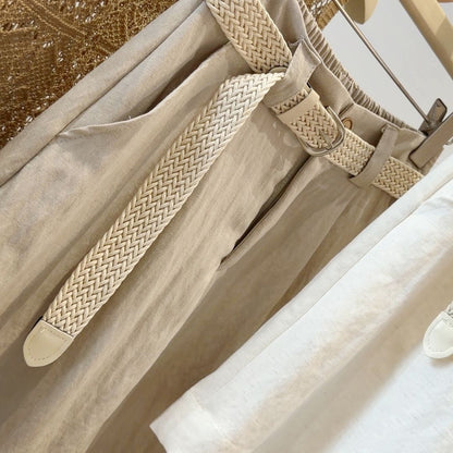 Cotton Linen Wide Leg A Line Shorts