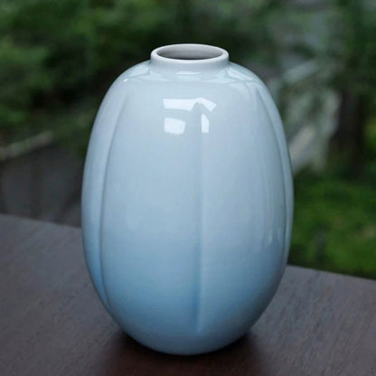 Japanese Bamboo Leaf & Bird Ceramic Vase