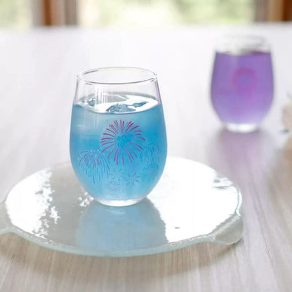 Japanese Cooling Fireworks Crystal Glass — Pair