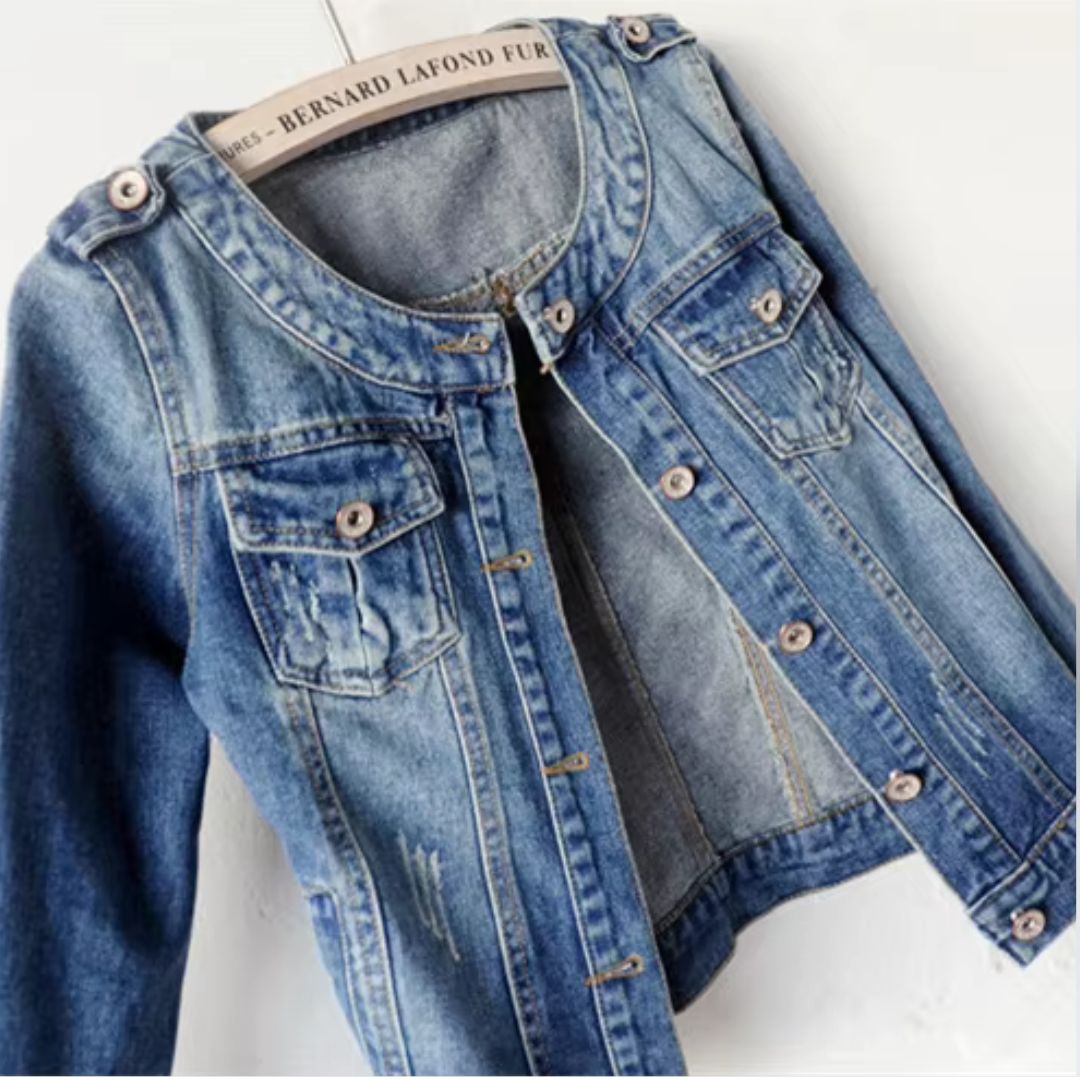 Round Neck Leisure Denim Jacket