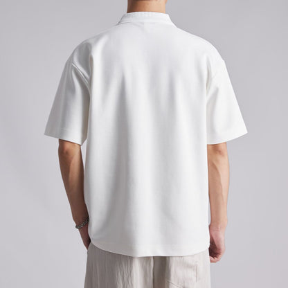 簡約純色V領Polo衫