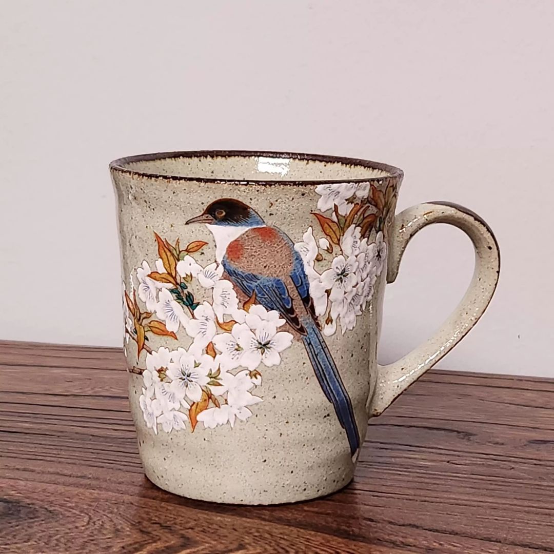 九谷燒山櫻鳥馬克茶杯