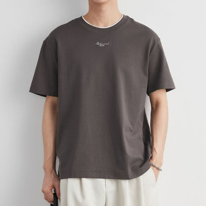 コントラストエッジレター刺繍Tシャツ