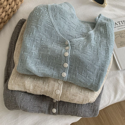 V-Neck Knit Jacket