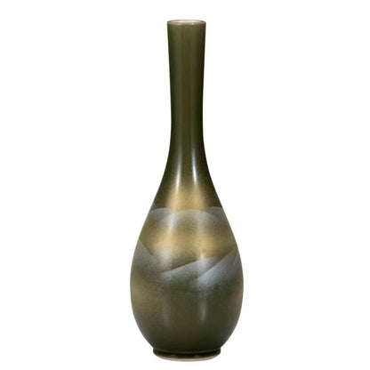 Kutani Renzan Long‑Neck Vase