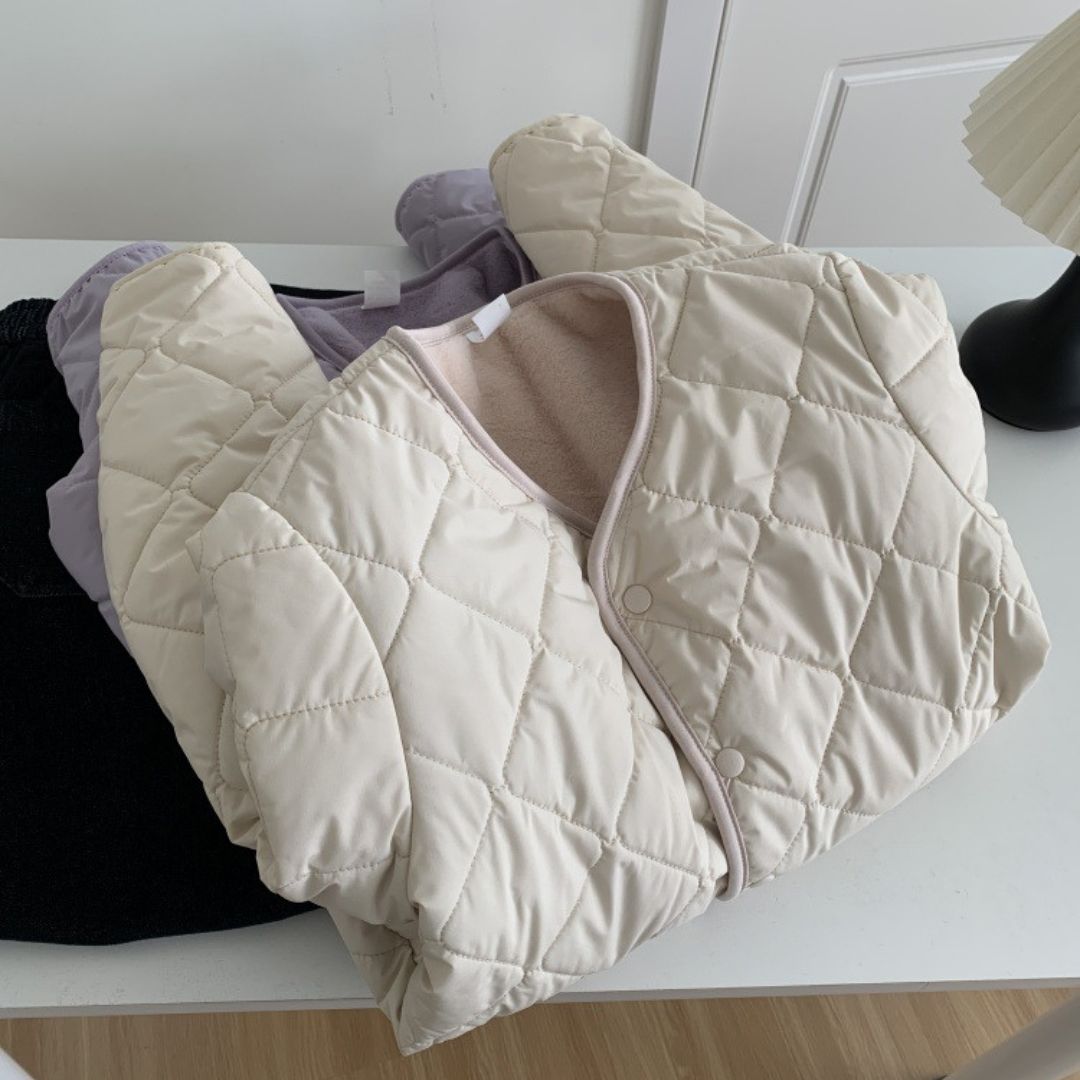 Reversible Diamond-Pattern Padded Jacket