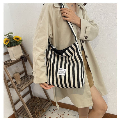 Large Capacity Striped Reversible Canvas Bag