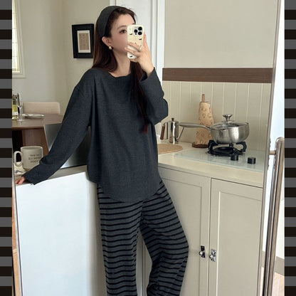 條紋舒適套裝居家服