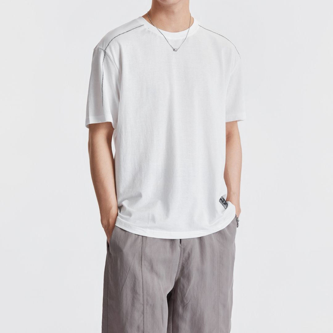 Simple Contrast Stitch Short Sleeve T Shirt