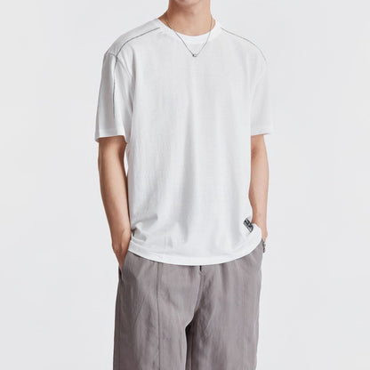 Simple Contrast Stitch Short Sleeve T Shirt