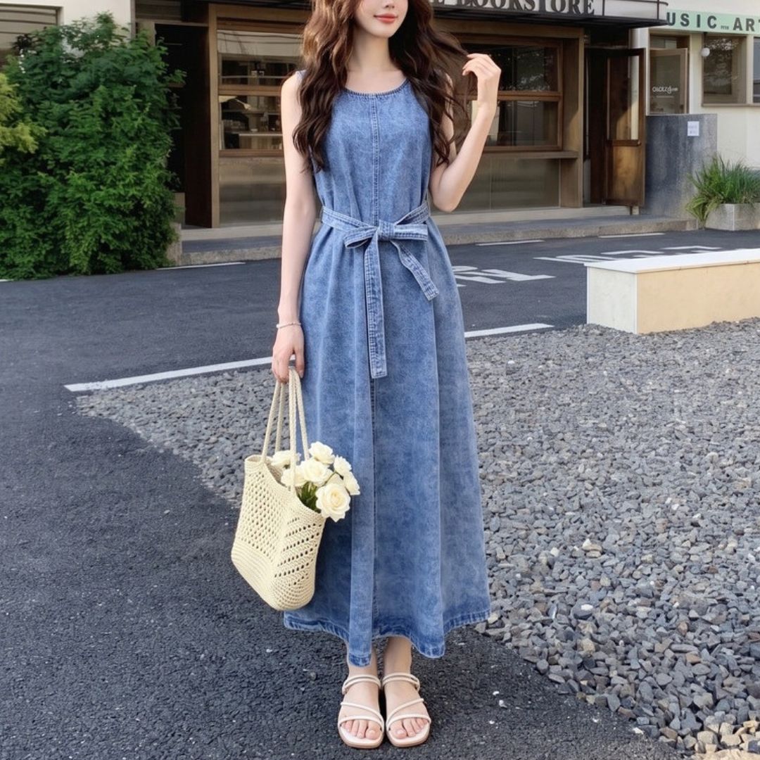 中古牛仔無袖背心連身裙