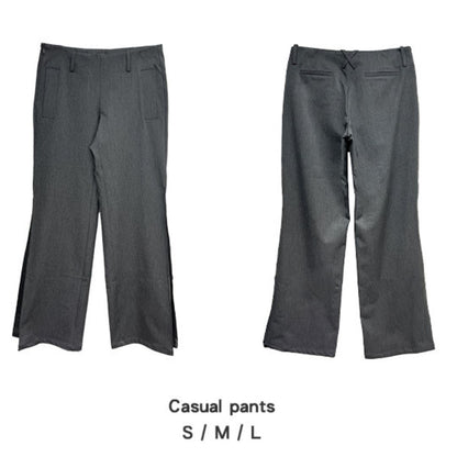Low-waist Pleated Flare Trousers