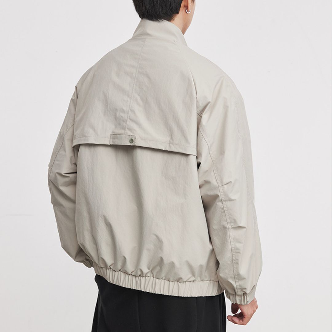 Double Pocket Stand Collar Work Jacket