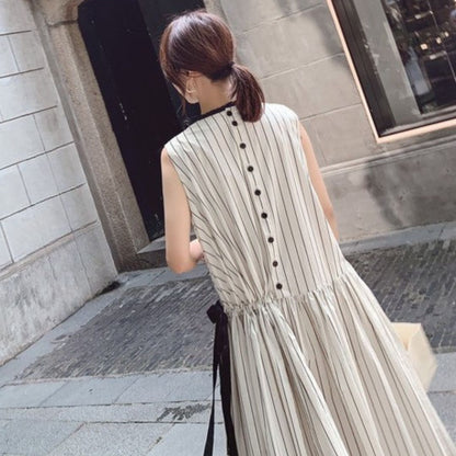 French Style Striped Bow Dress