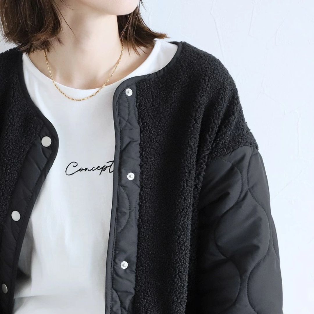 Japanese-Style Cotton Blend Mid-Length Jacket with Paneling