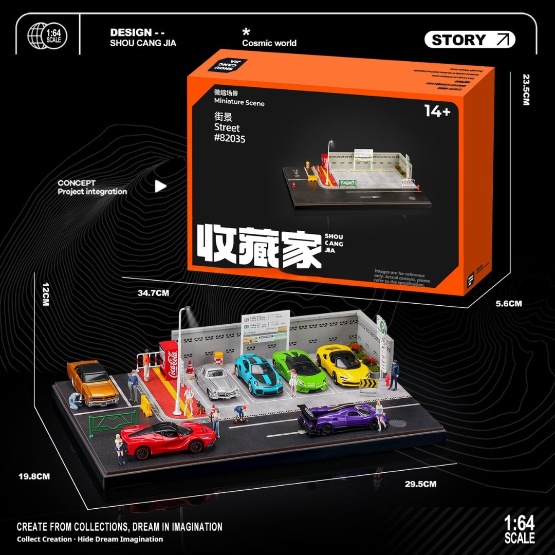 1:64日本の地上駐車場の照明シーン