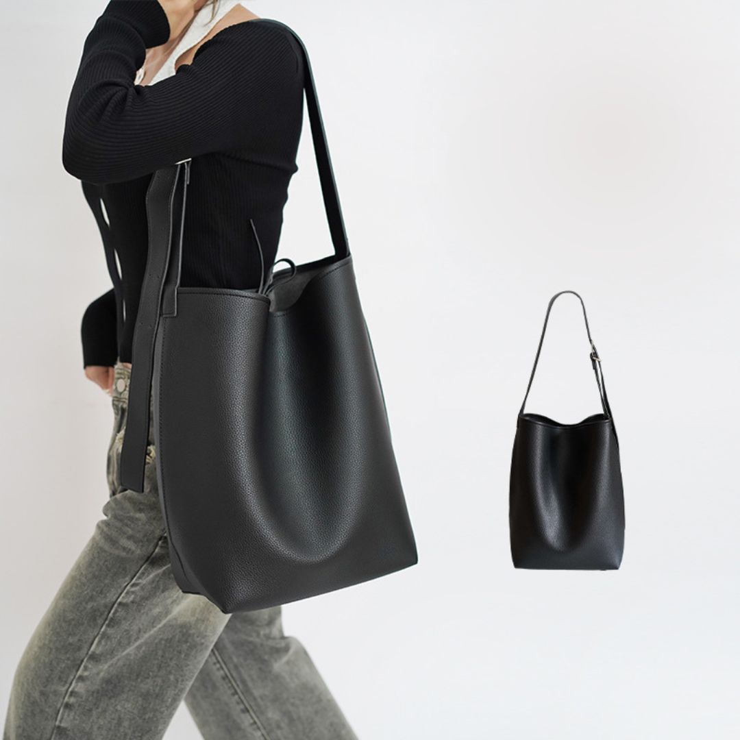 Solid Color Minimalist Large-Capacity Bucket Bag