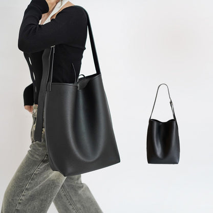 Solid Color Minimalist Large-Capacity Bucket Bag