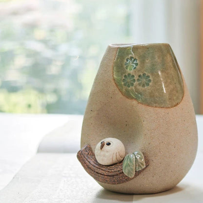 Shigaraki Ware Mini Owl Vase