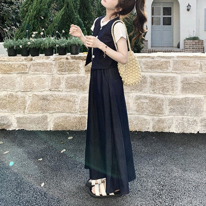 Minimalist Vest & Long Skirt Three Piece Set