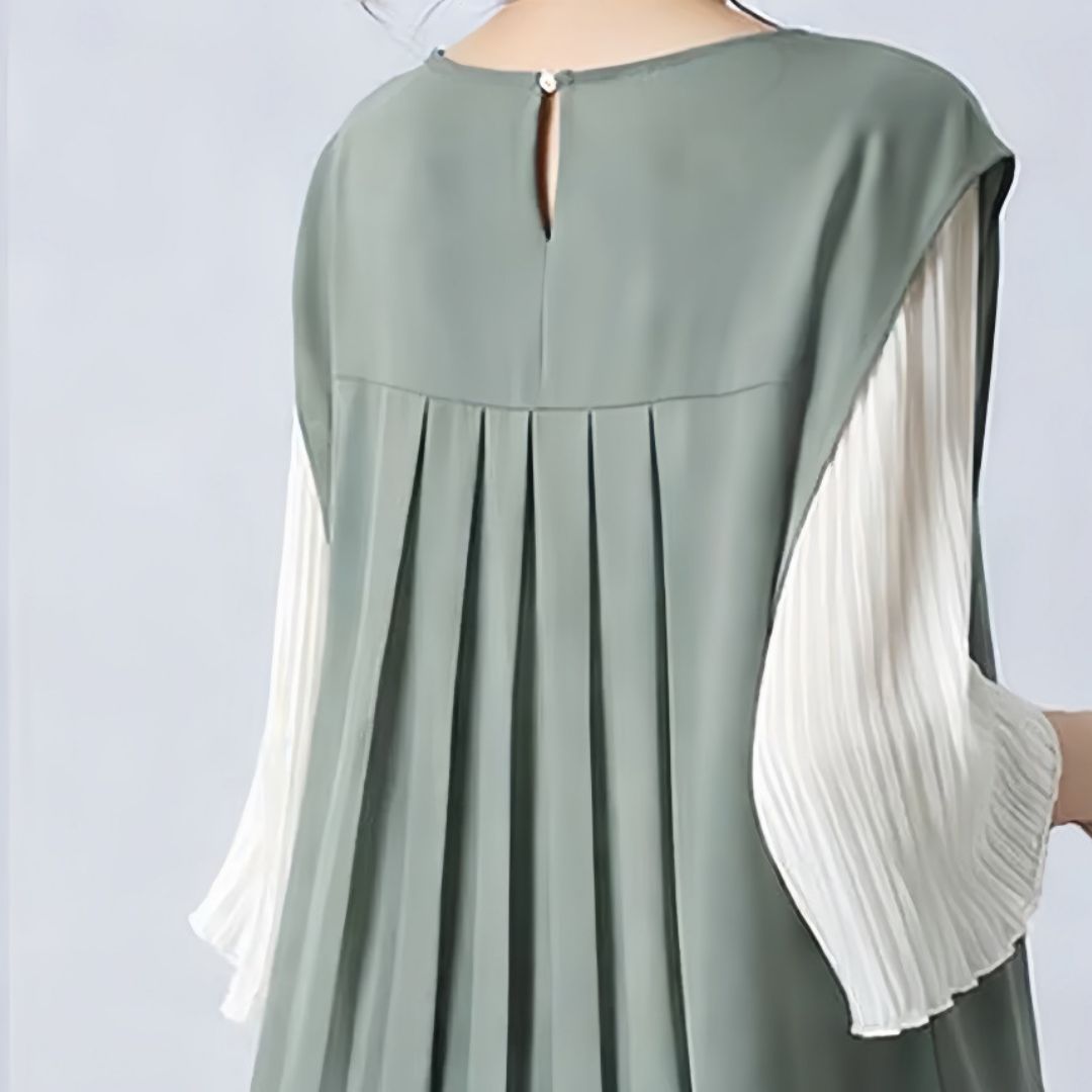 Japanese Style Layered Panel Pleated Blouse