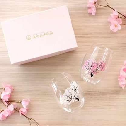 日本冷感櫻花水晶玻璃杯(一對)