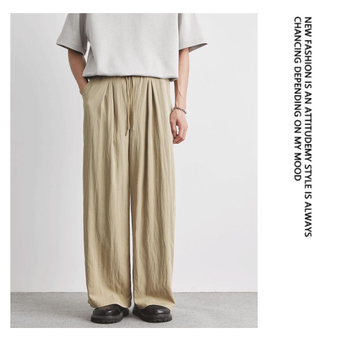 Draped Ice Silk Loose-Fit Casual Pants