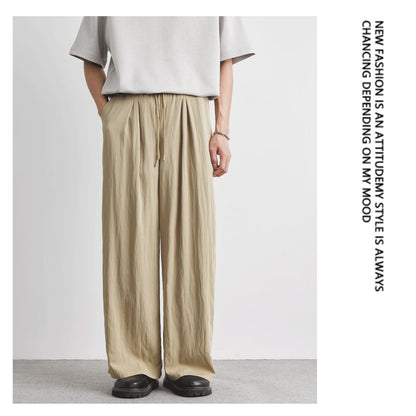 Draped Ice Silk Loose-Fit Casual Pants