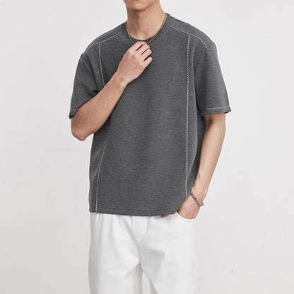 破線デザイン半袖Tシャツ